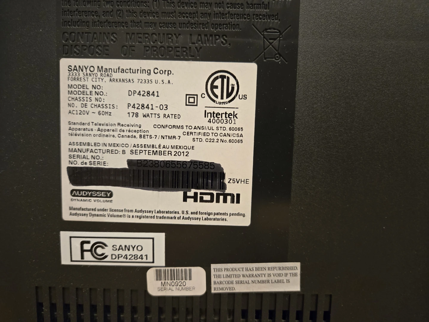 Sanyo DP42841 42" Flat Screen TV - photo 2