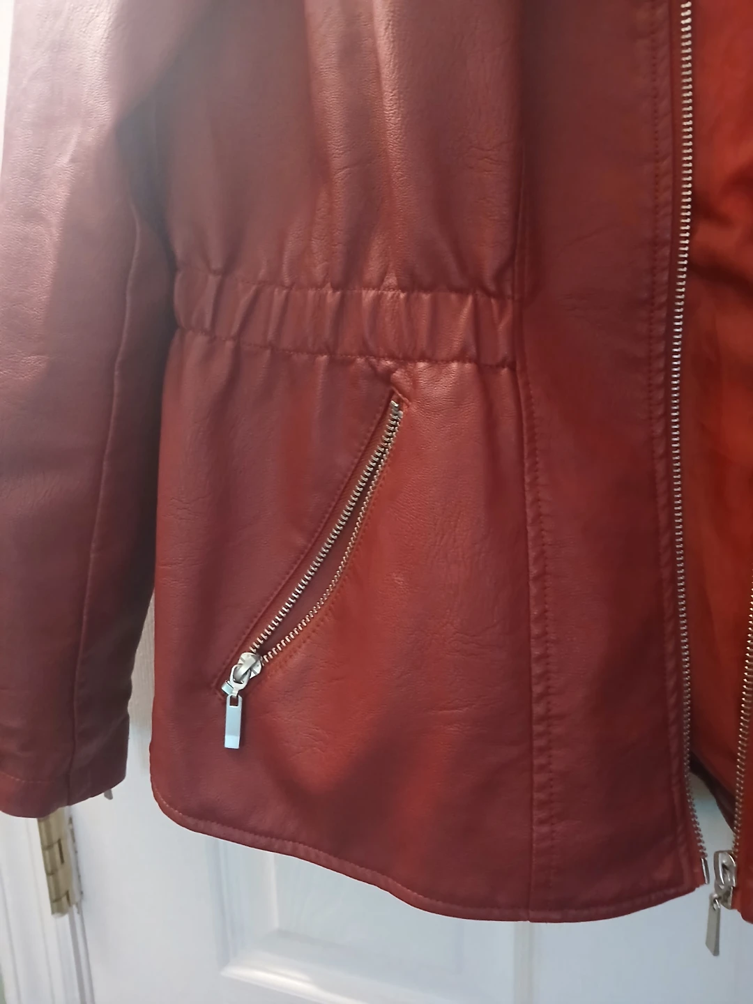 Women's Faux Leather Jacket - Red
