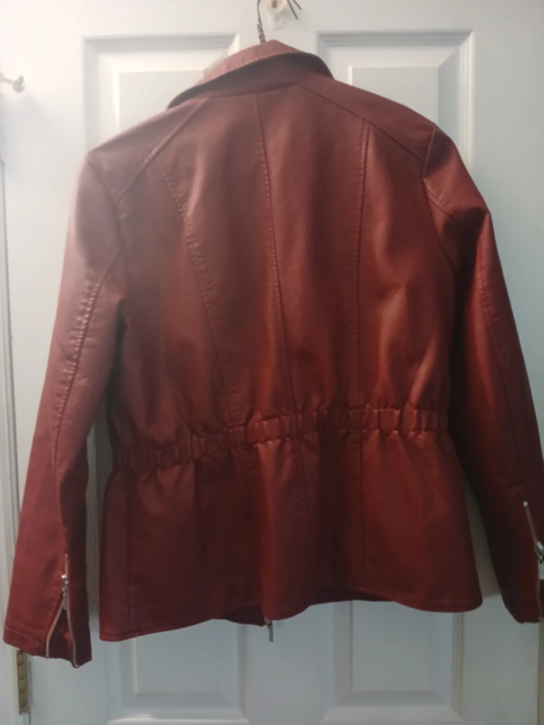 Women's Faux Leather Jacket - Red - photo 3