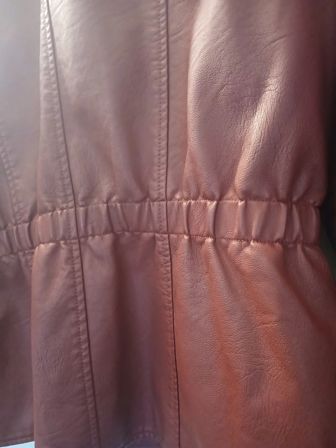 Women's Faux Leather Jacket - Red - photo 4