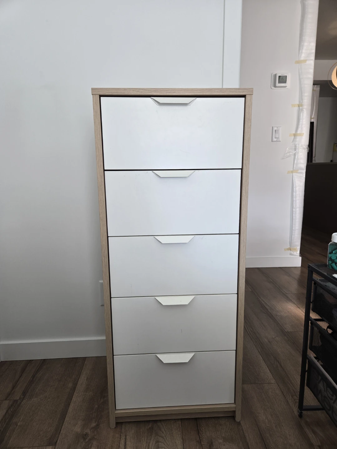 Ikea ASKVOLL White and Oak 5-Drawer Dresser