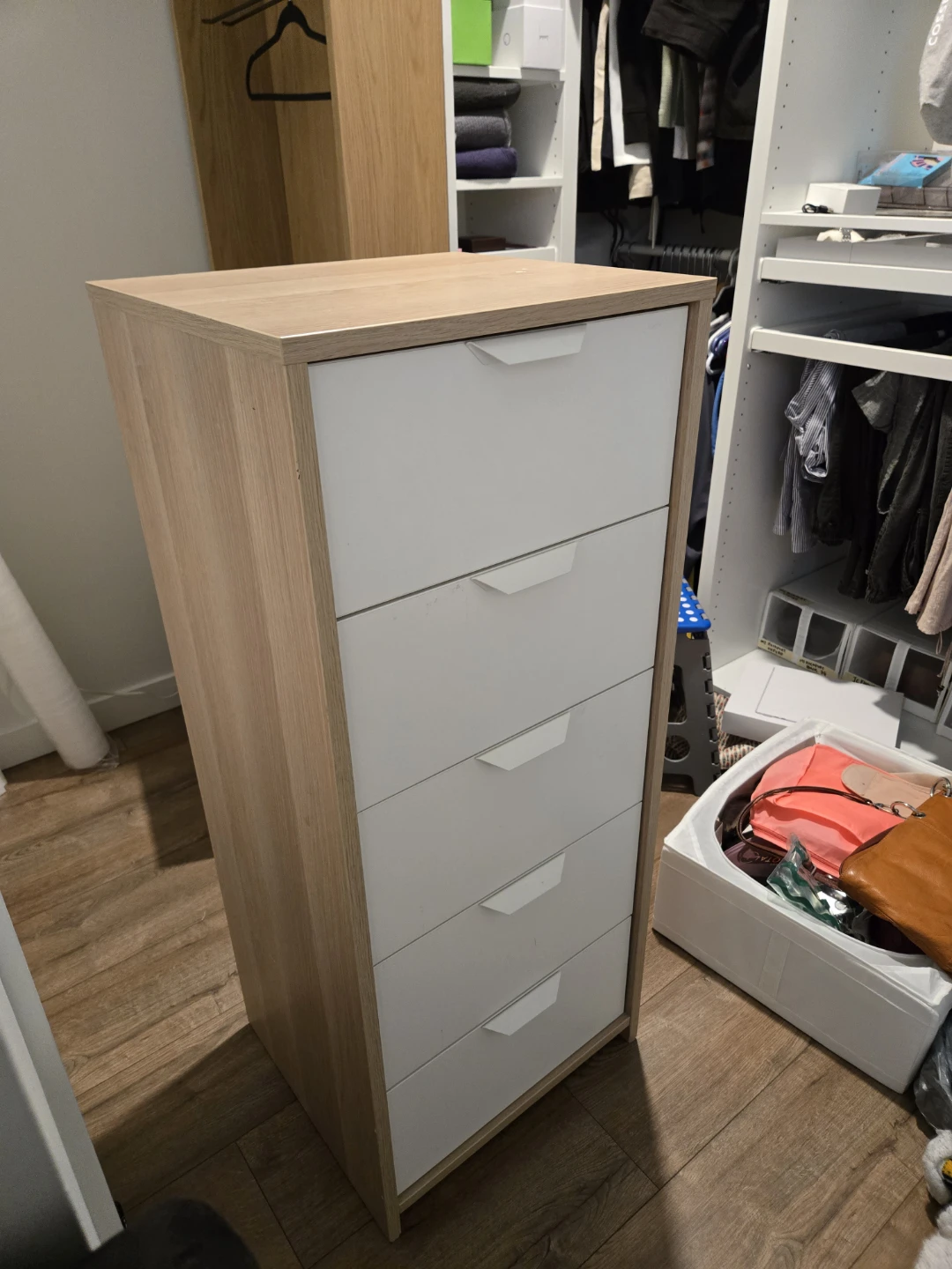 Ikea ASKVOLL White and Oak 5-Drawer Dresser - photo 3