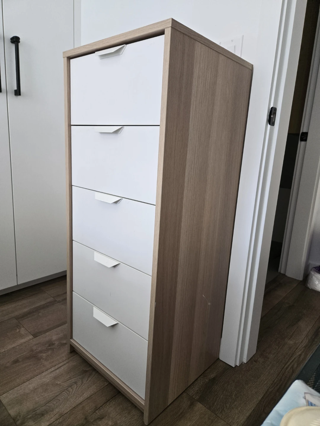 Ikea ASKVOLL White and Oak 5-Drawer Dresser - photo 4