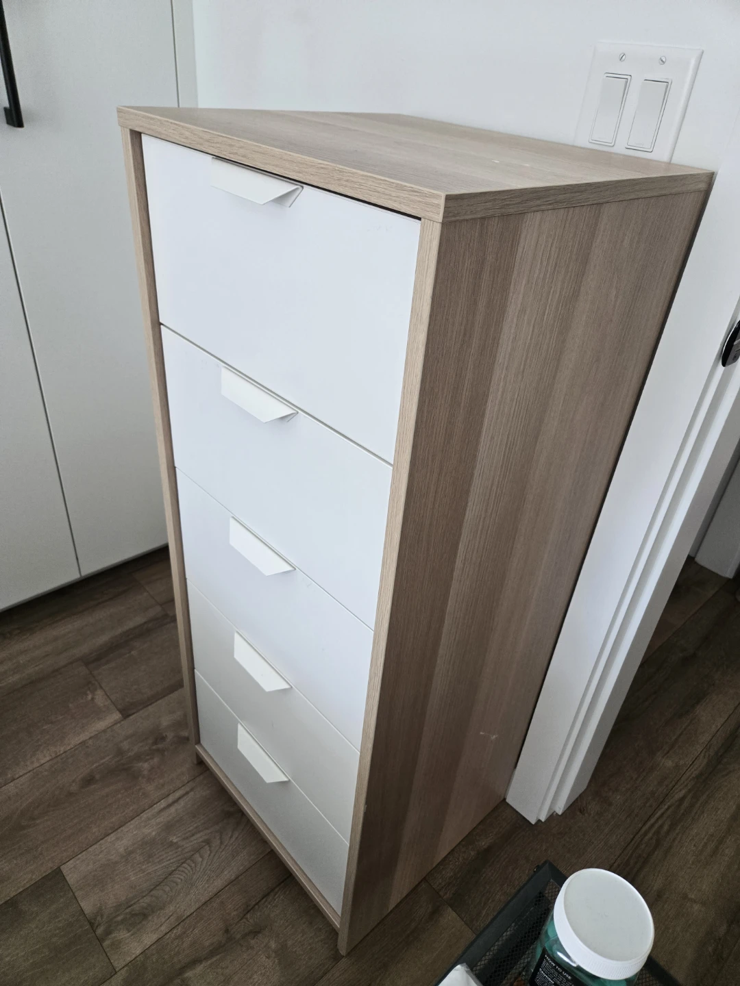 Ikea ASKVOLL White and Oak 5-Drawer Dresser - photo 5
