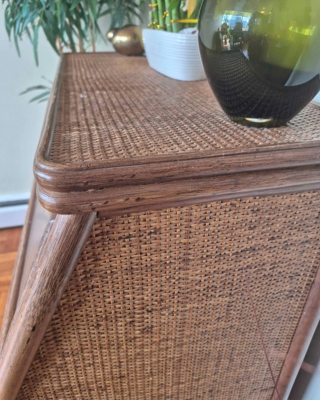Vintage Oak & Rattan 5 Drawer Secretary Desk - photo 3