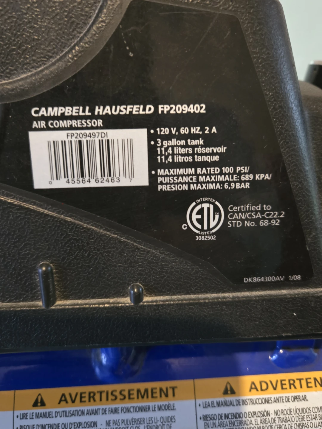 Camphell Hausfeld Electric Air Compressor,3 Hoses,5 Tools - photo 3