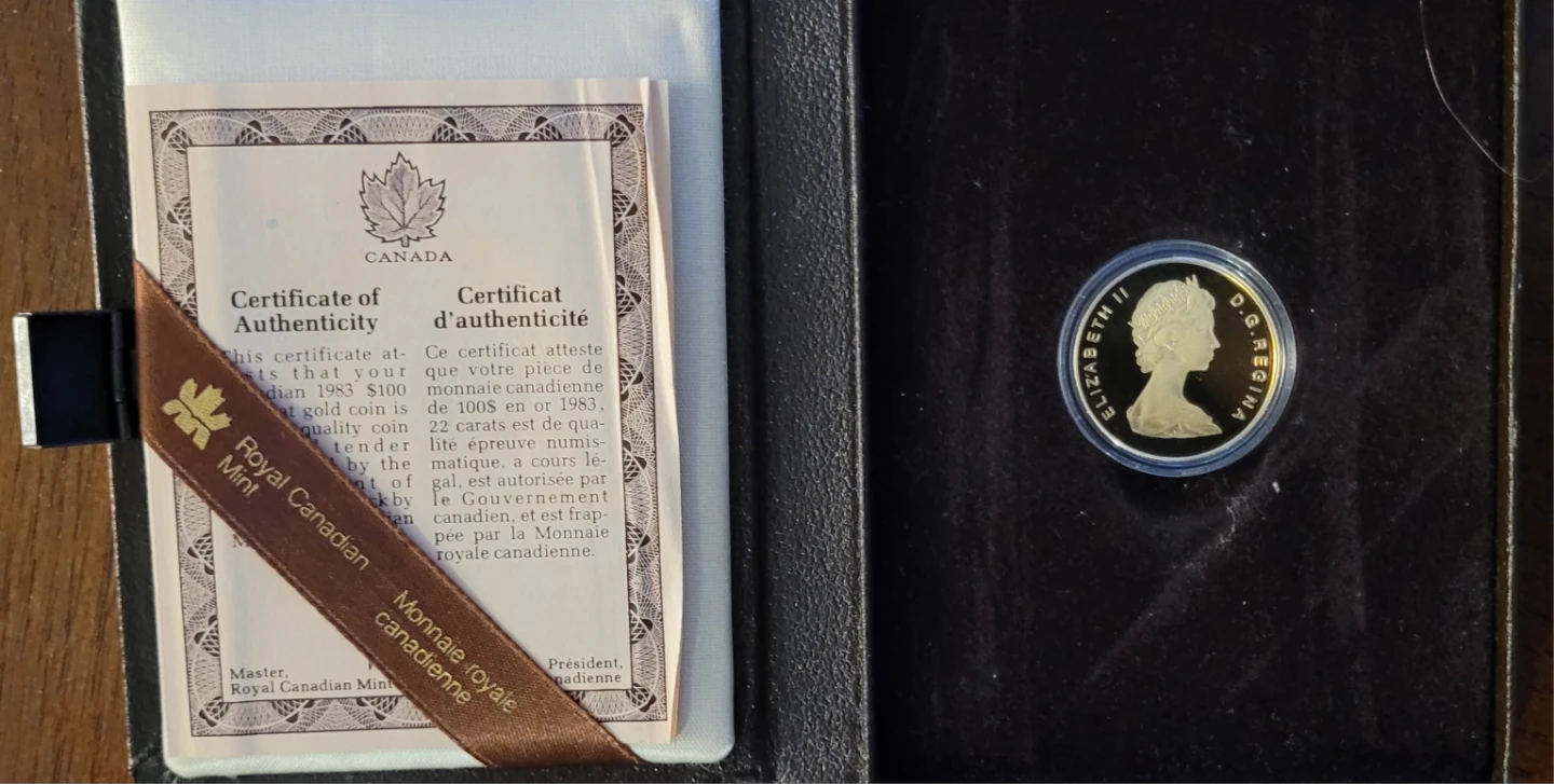 Royal Canadian Mint 1983 Newfoundland 100 Dollar Gold Coin - photo 3
