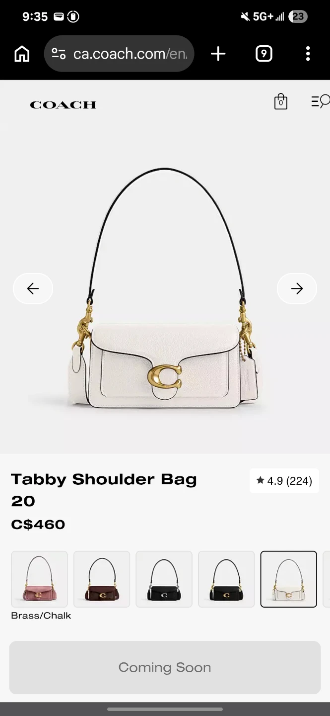 New With Dust Bag/Coach Tabby Shoulder Bag 20 Chalk - photo 5
