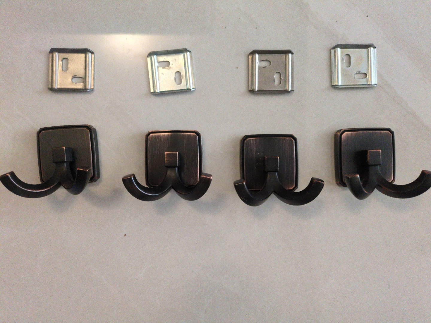 Set of 4 Double Hooks with Mounting Plates