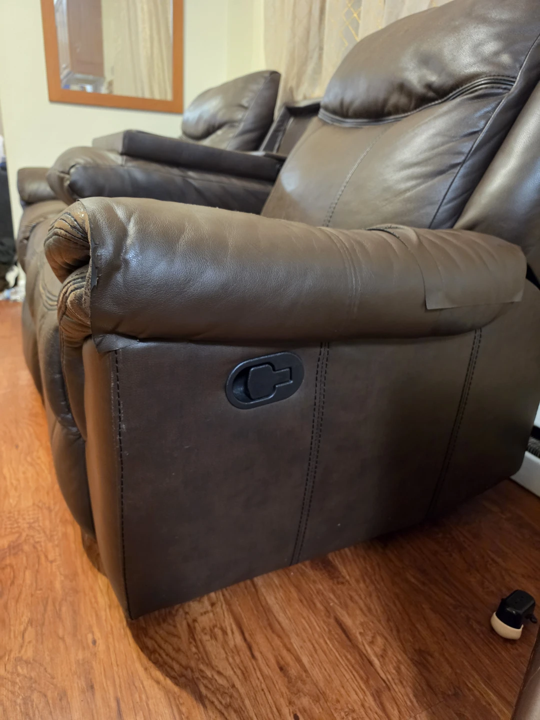 Brown Faux Leather 3-Seater Recliner Sofa - photo 5