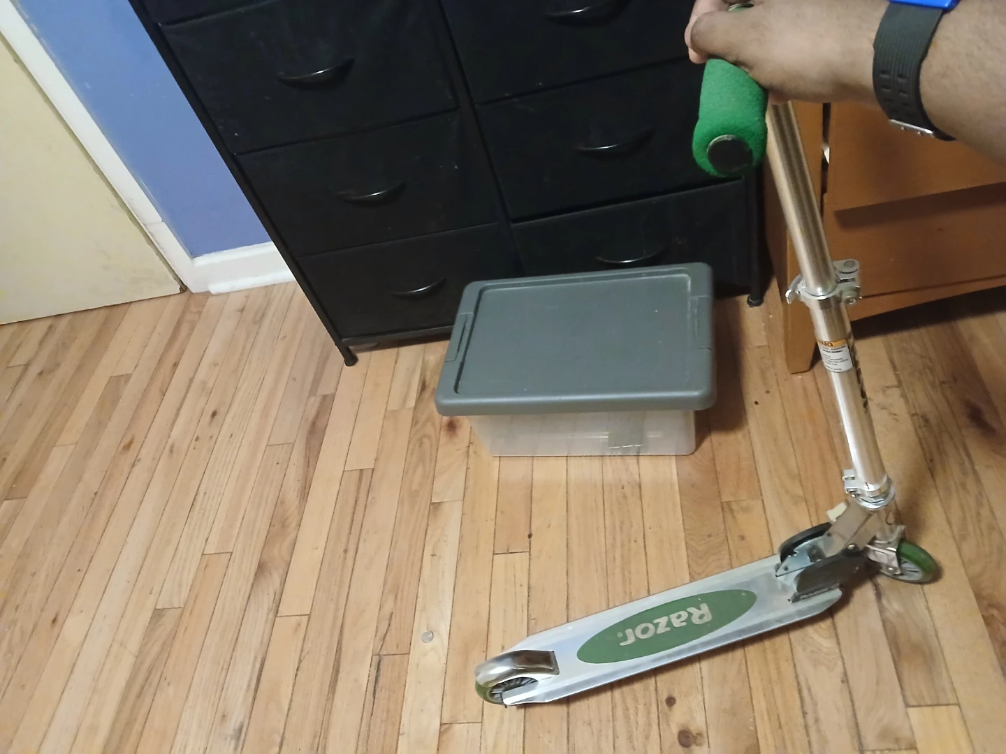 Razor Scooter - Silver with Green Grips