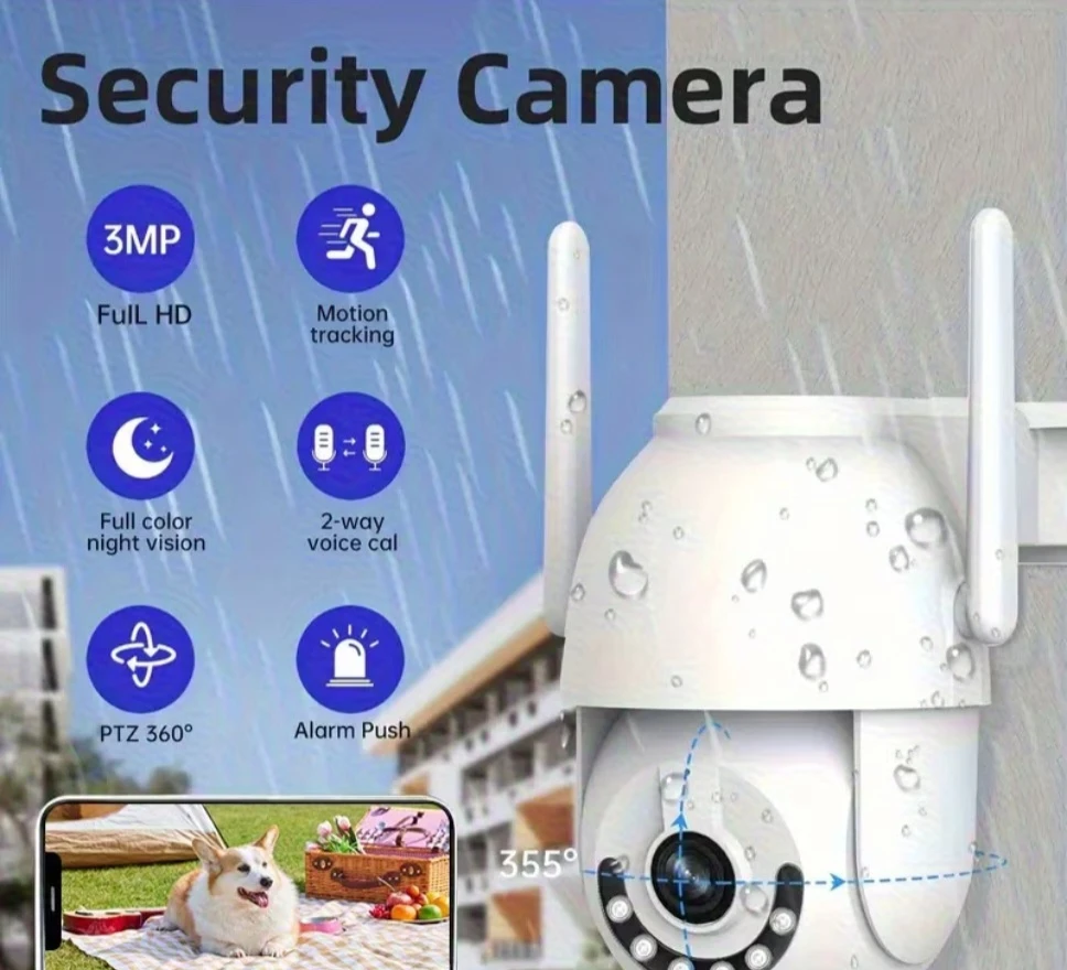 3MP Full HD Security Camera with Motion Tracking and 2-Way Audio - photo 3