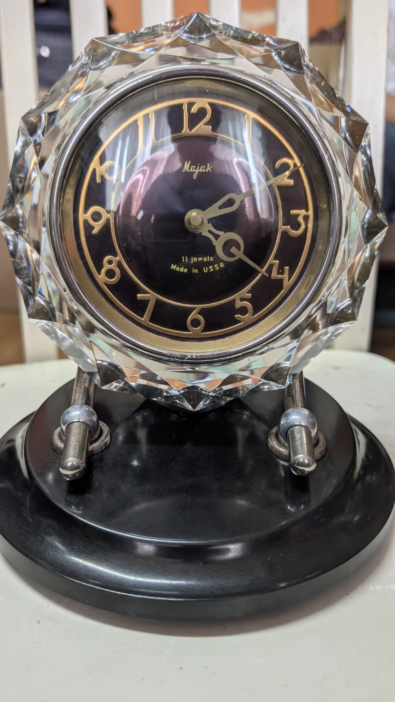 Majak Crystal Mantel Clock - Made in USSR