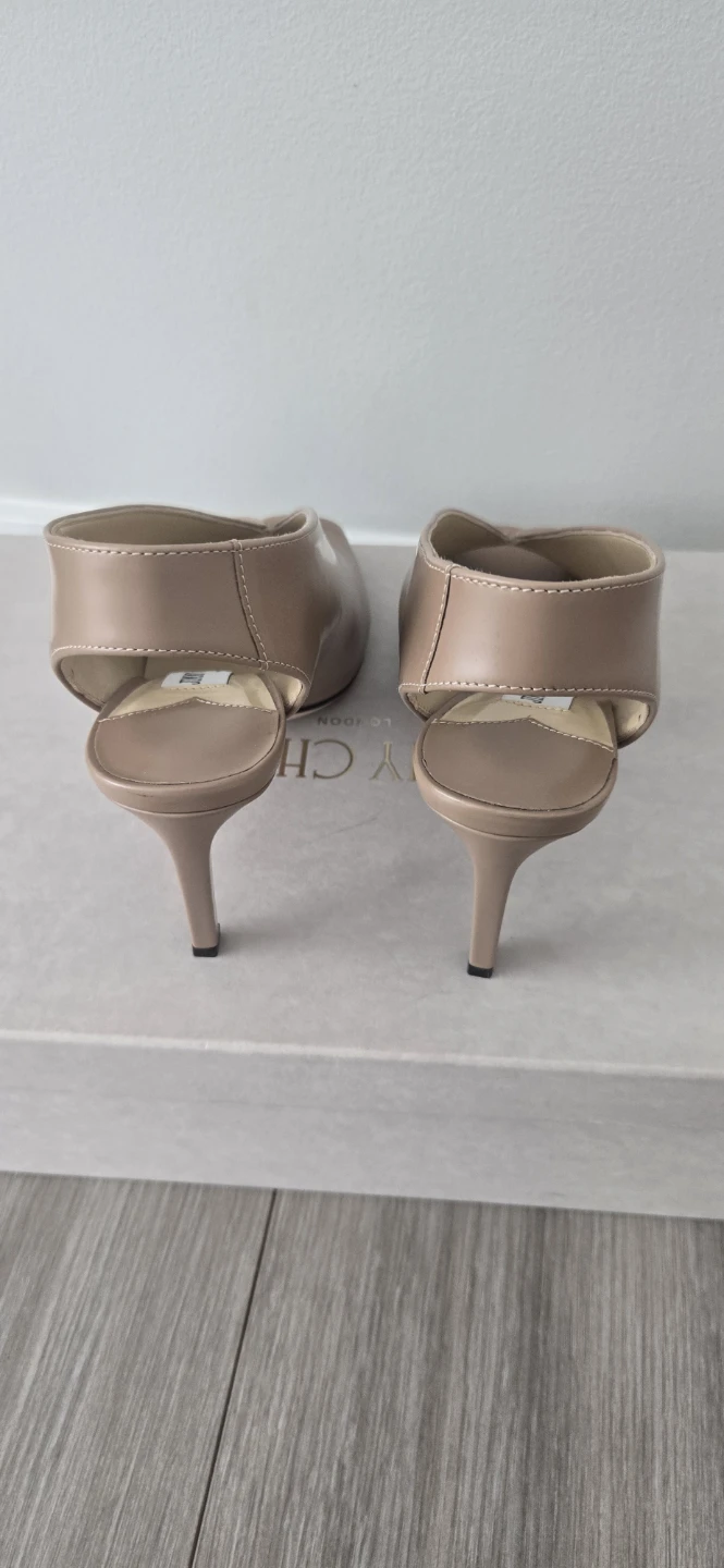 Jimmy Choo Nude Leather Peep-Toe Slingback Heels - photo 2