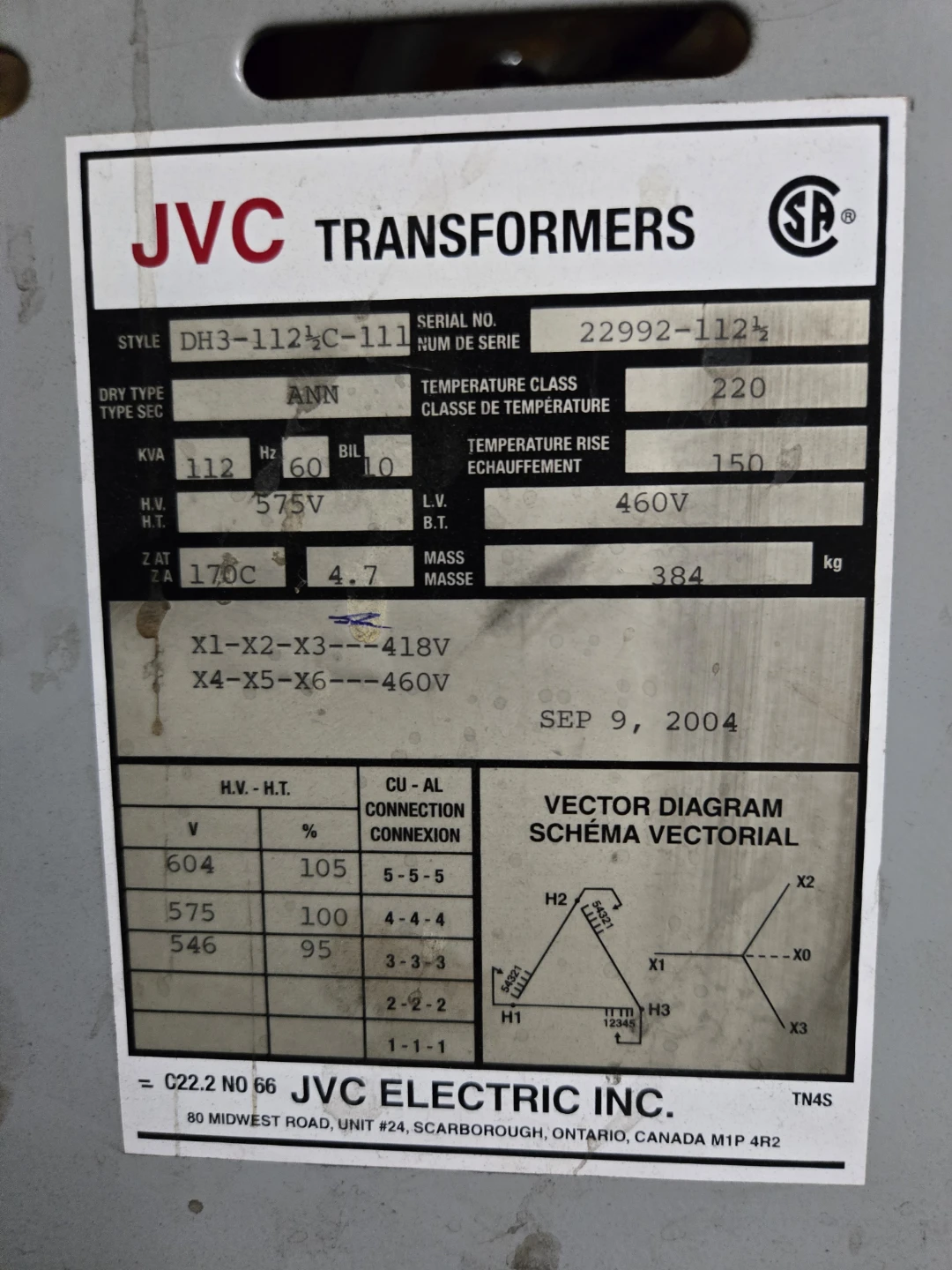 JVC Transformers DH3-1124C-111
