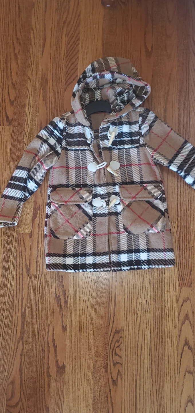 SHEIN Plaid Duffle Coat - Kids Size 7Y