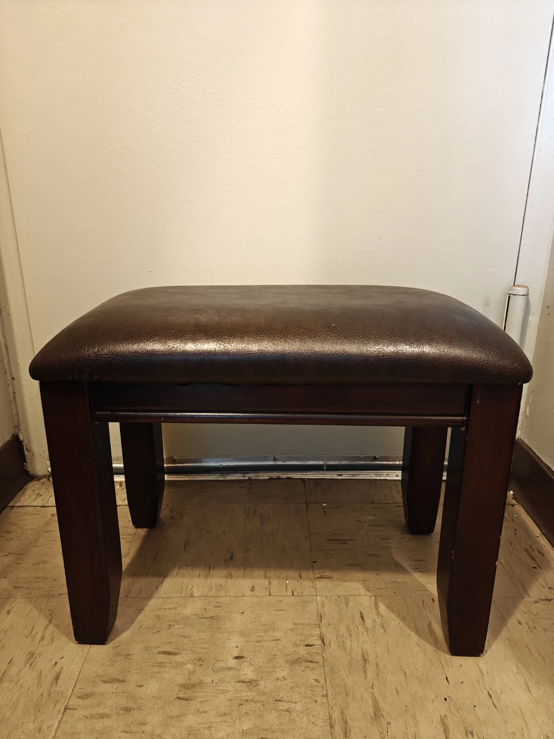 Brown Faux Leather Vanity Stool