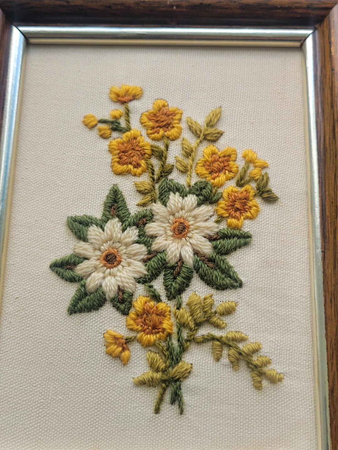 Set of 3. Vintage Framed Floral Crewel Embroidery Pictures. Art - photo 5