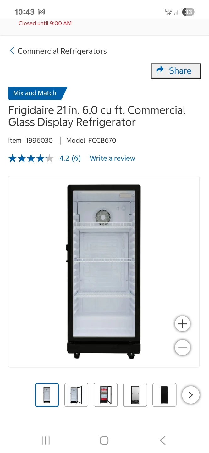 Frigidaire 21 in. 6.0 cu ft. Commercial Glass Display Fridge - photo 2