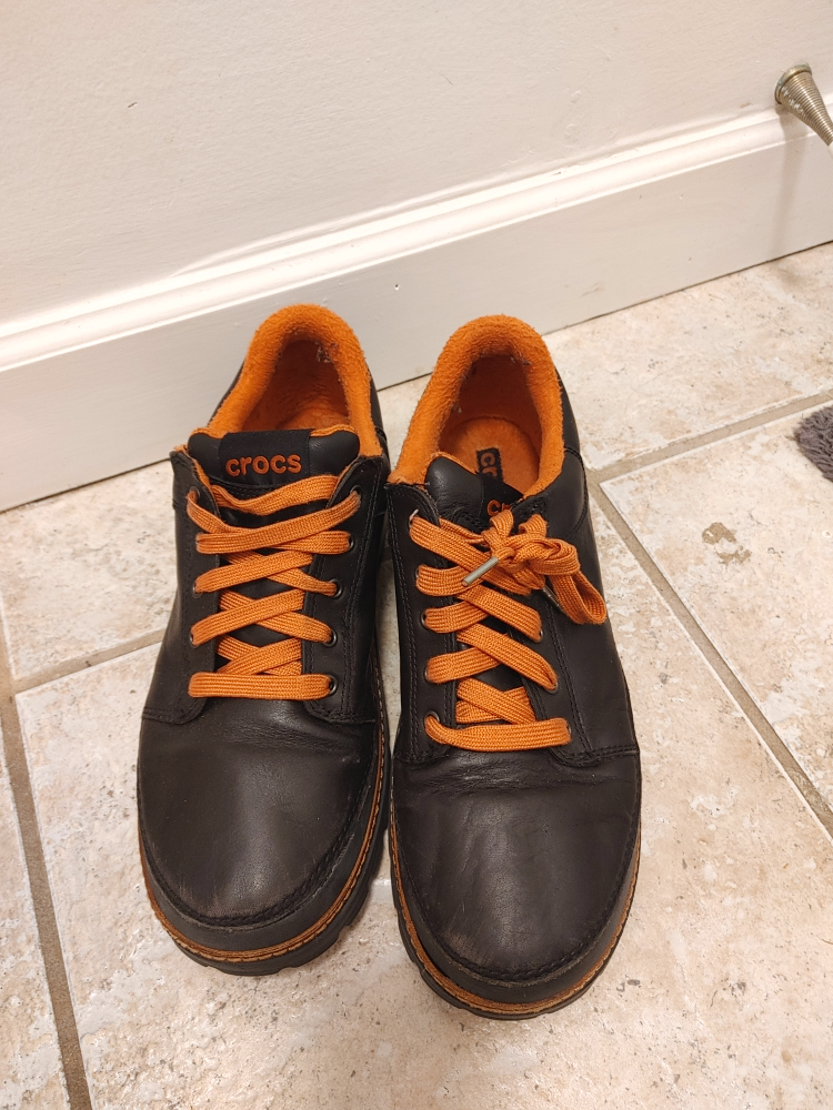 Men's Black Leather Shoes with Orange Laces size 11 - photo 2