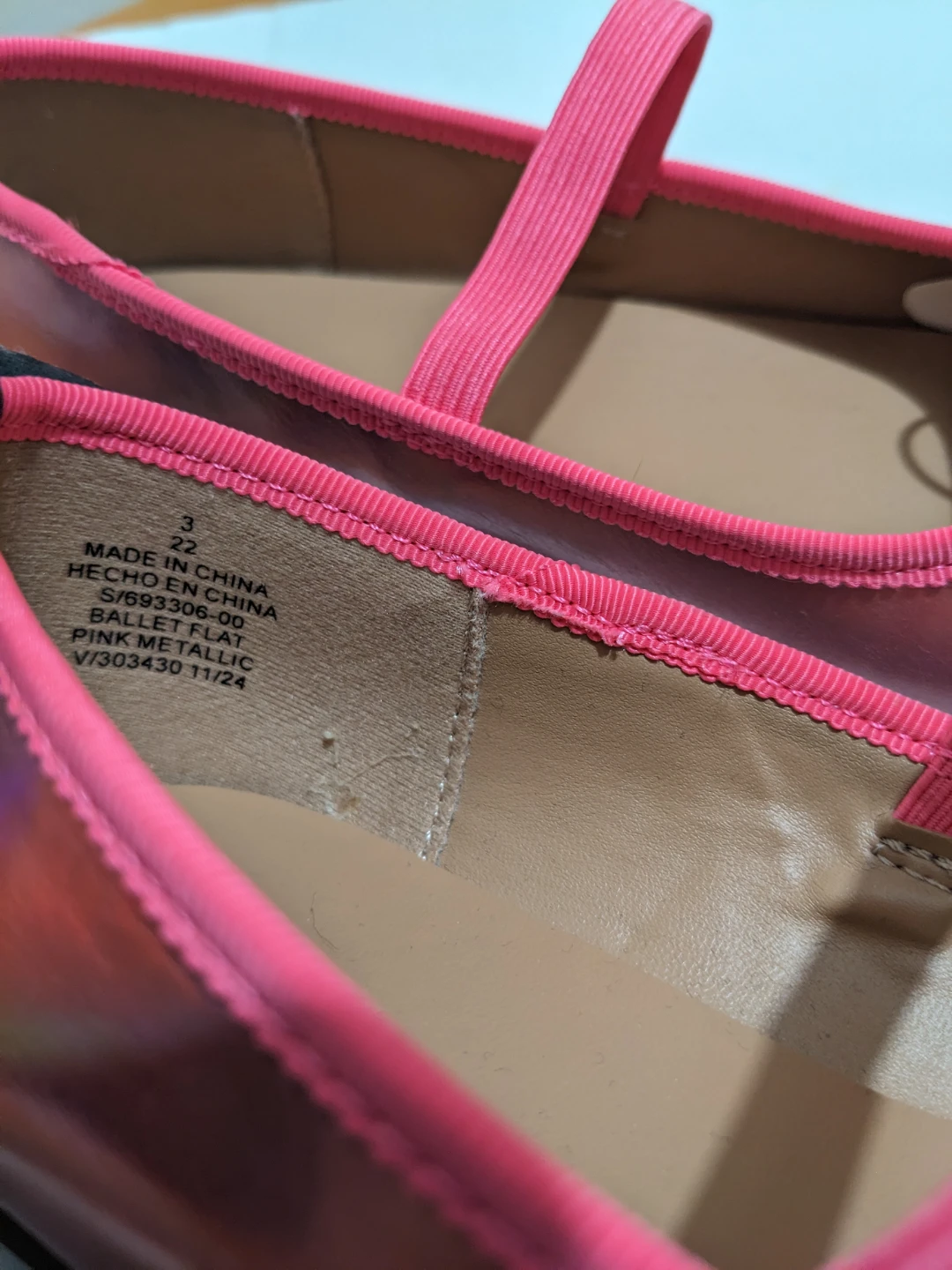 Old Navy Pink Metallic Ballet Flats Girls Size 3 - photo 4