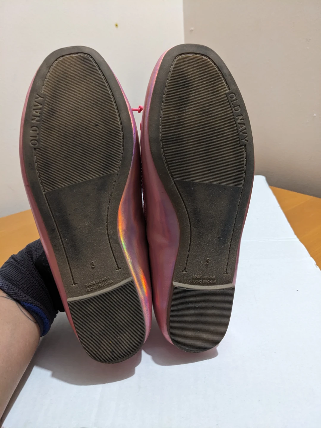 Old Navy Pink Metallic Ballet Flats Girls Size 3 - photo 5