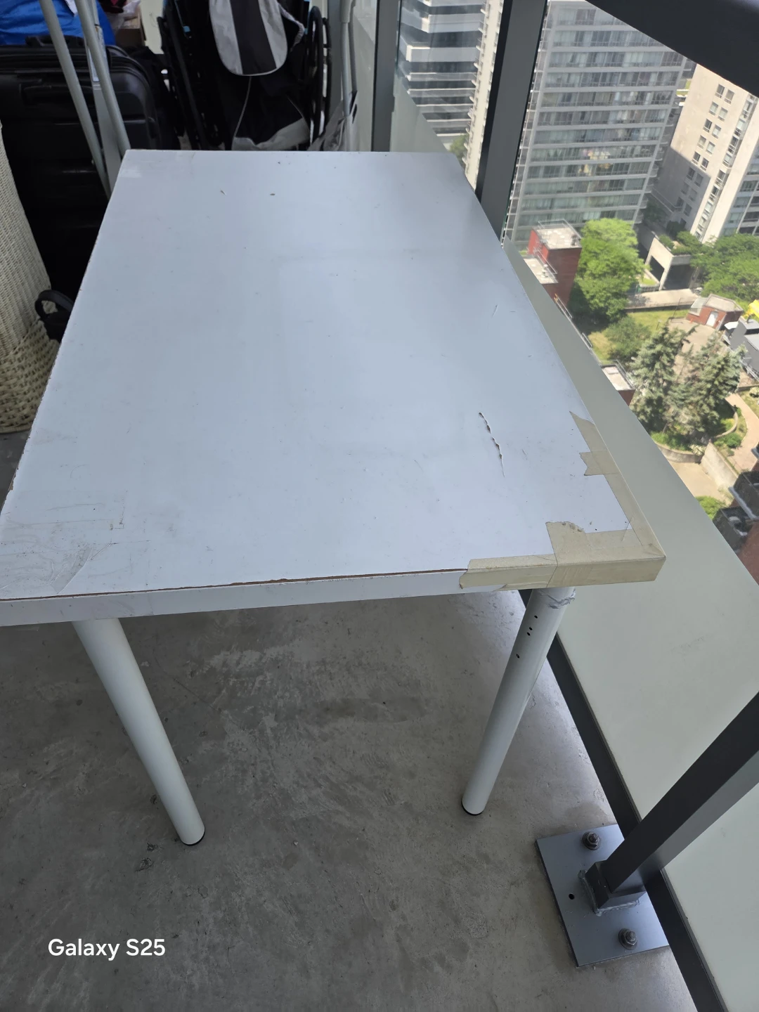 White Table with Metal Legs