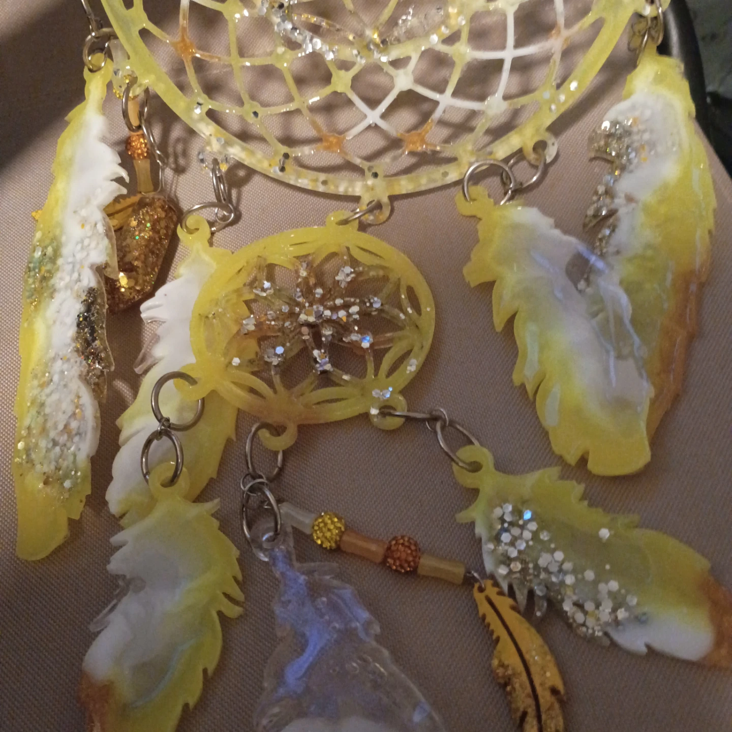 Yellow Dreamcatcher with Feathers - photo 2