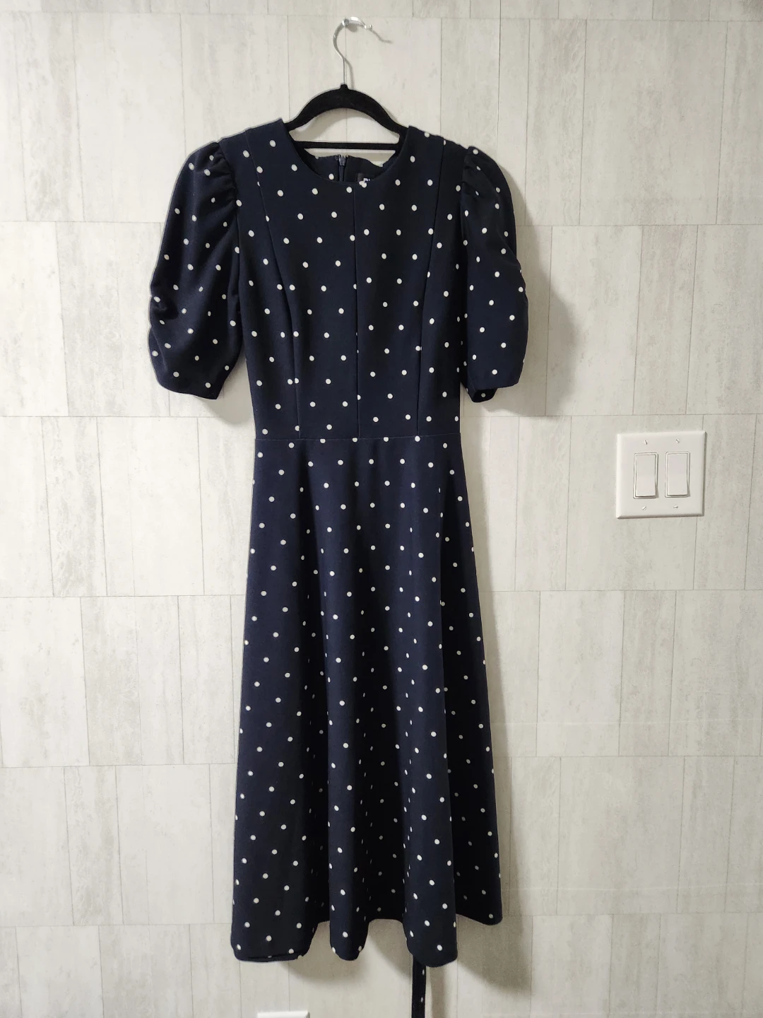 Navy Polka Dot Midi Dress - photo 2