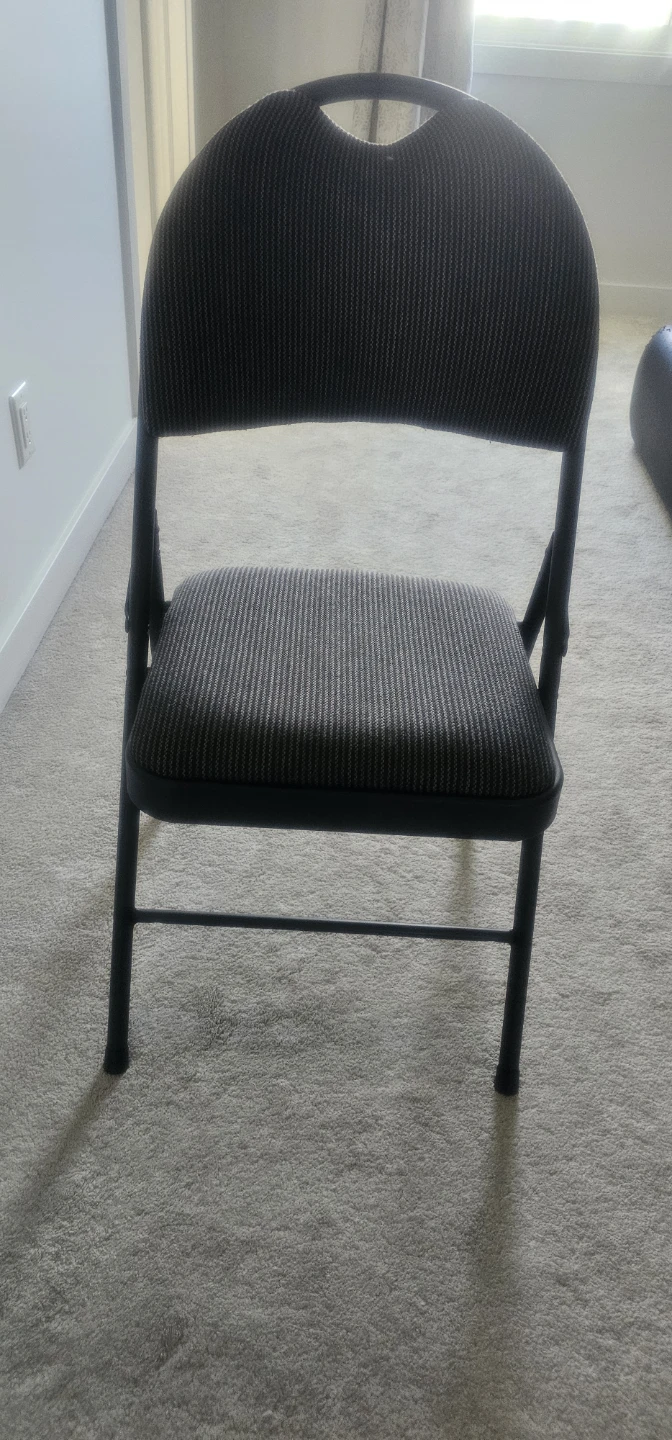 Black Folding Chair with Padded Seat and Back