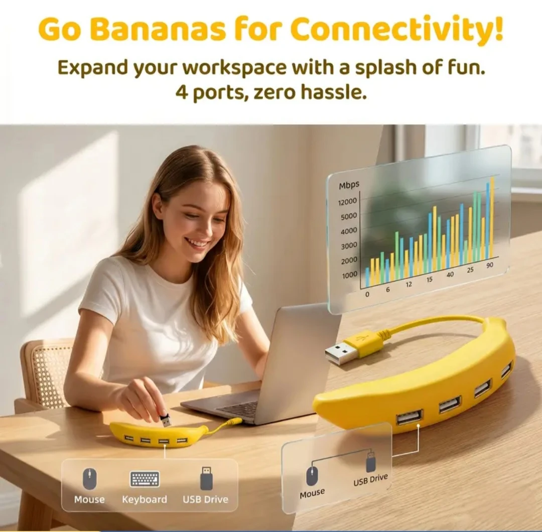 Banana Shaped 4-Port USB Hub. *Brand New* - photo 2