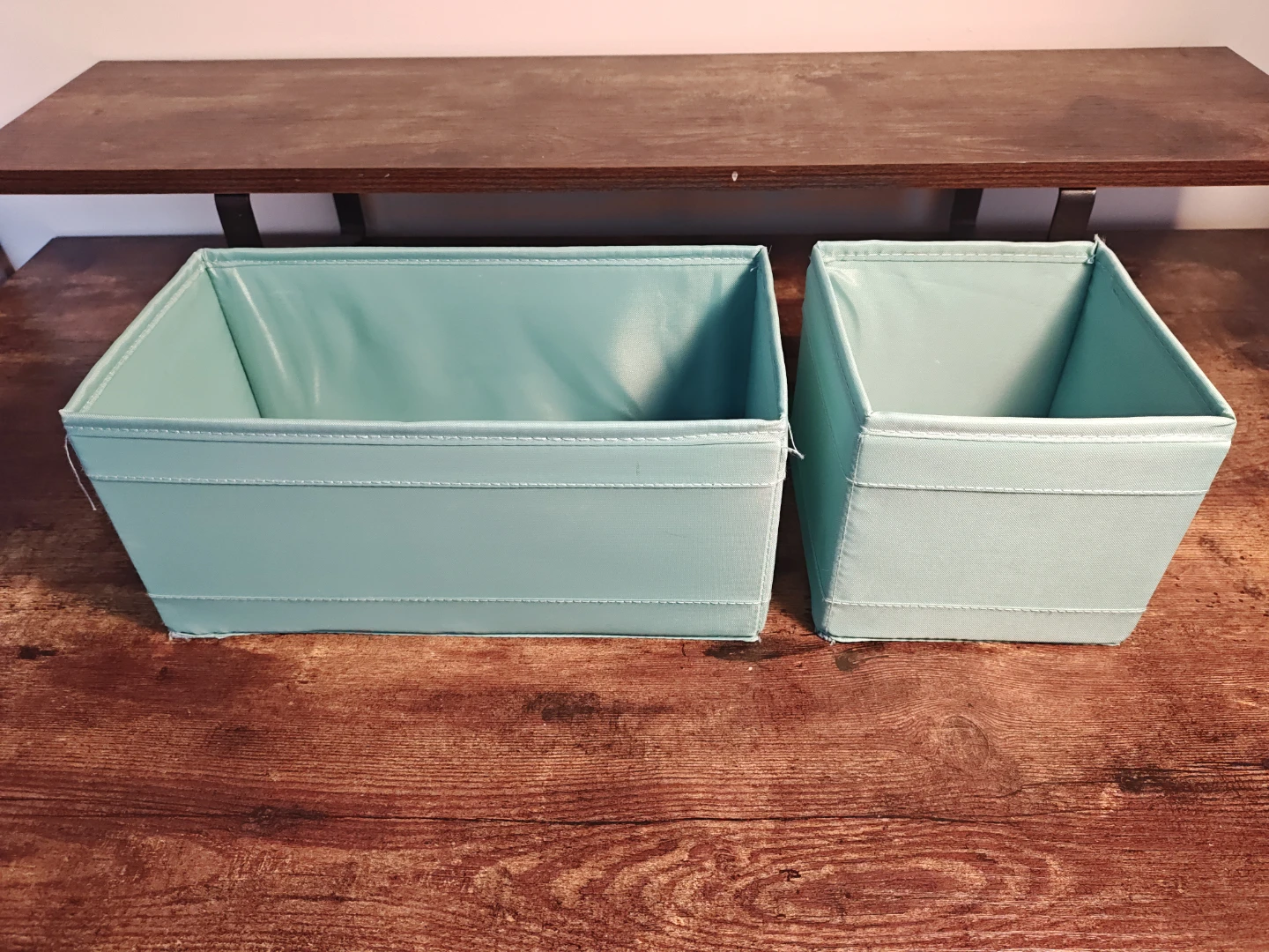 Set of 2 Teal Storage Bins