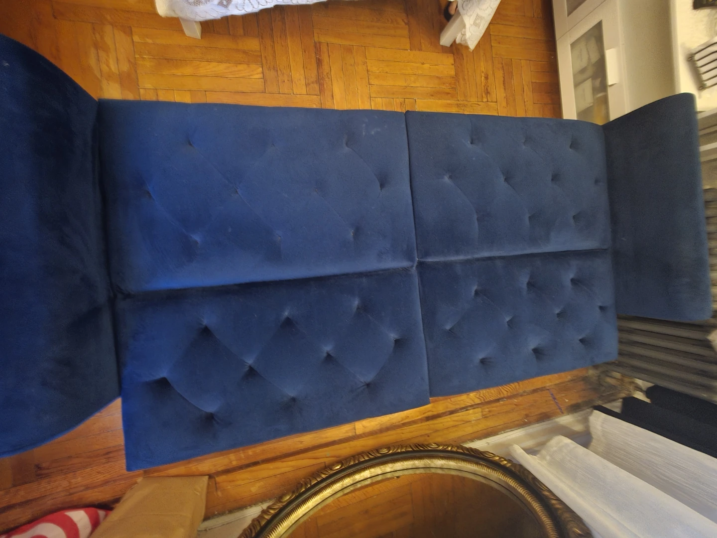 Velvet Tufted Futon Sofa - Navy Blue ⚽ - photo 3