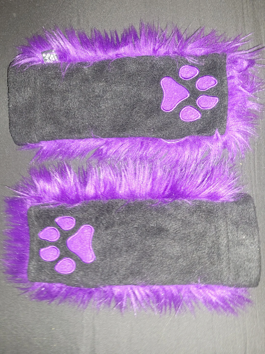 Purple Faux Fur Paw Arm Warmers