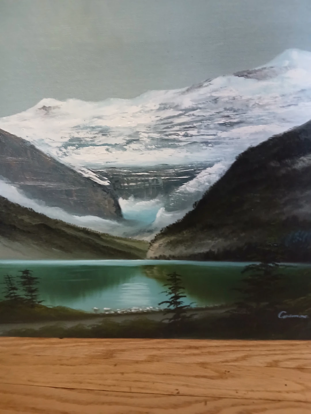 Original Oil Painting of Mountain Lake Landscape