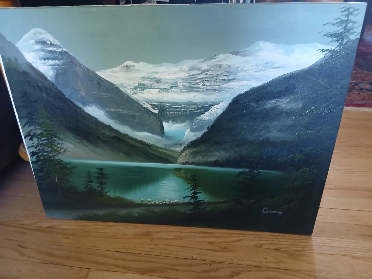 Original Oil Painting of Mountain Lake Landscape - photo 3