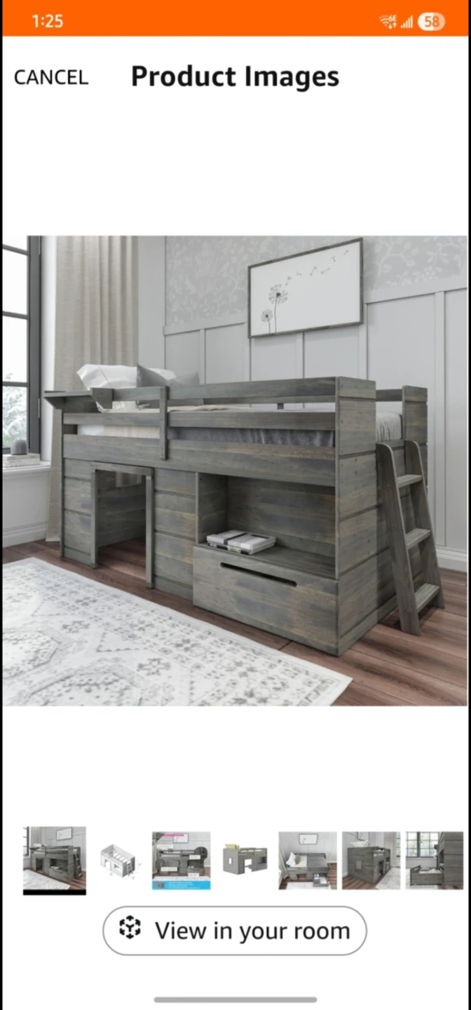 Low Loft Bed with Cabin and drawer