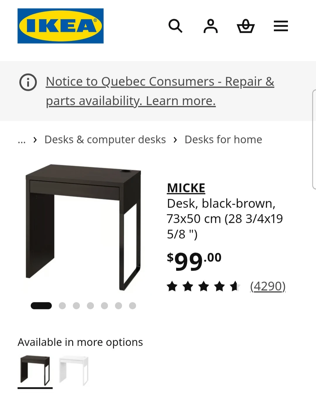 IKEA MICKE Desk Black-Brown