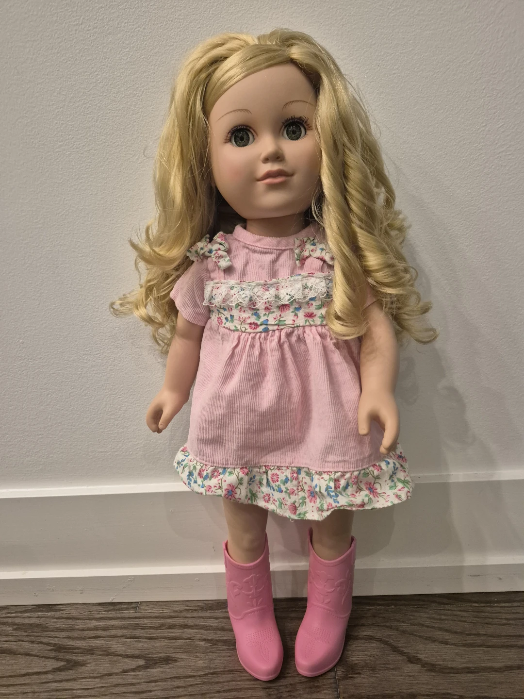 Blonde American Girl Doll in Pink Dress and Boots - photo 2