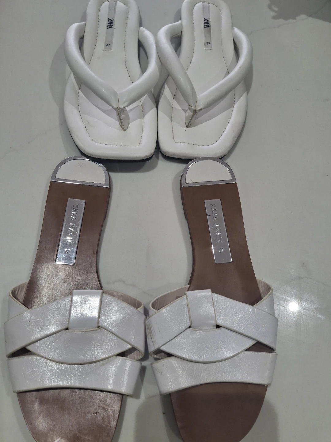 Zara White Slip-On Sandals and Flip-Flops - Size 37 - photo 4