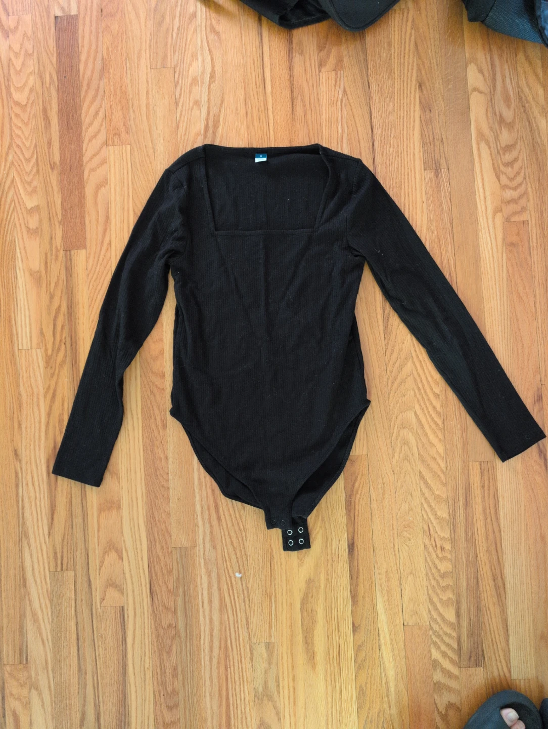 Black Long Sleeve Ribbed Bodysuit ⚽