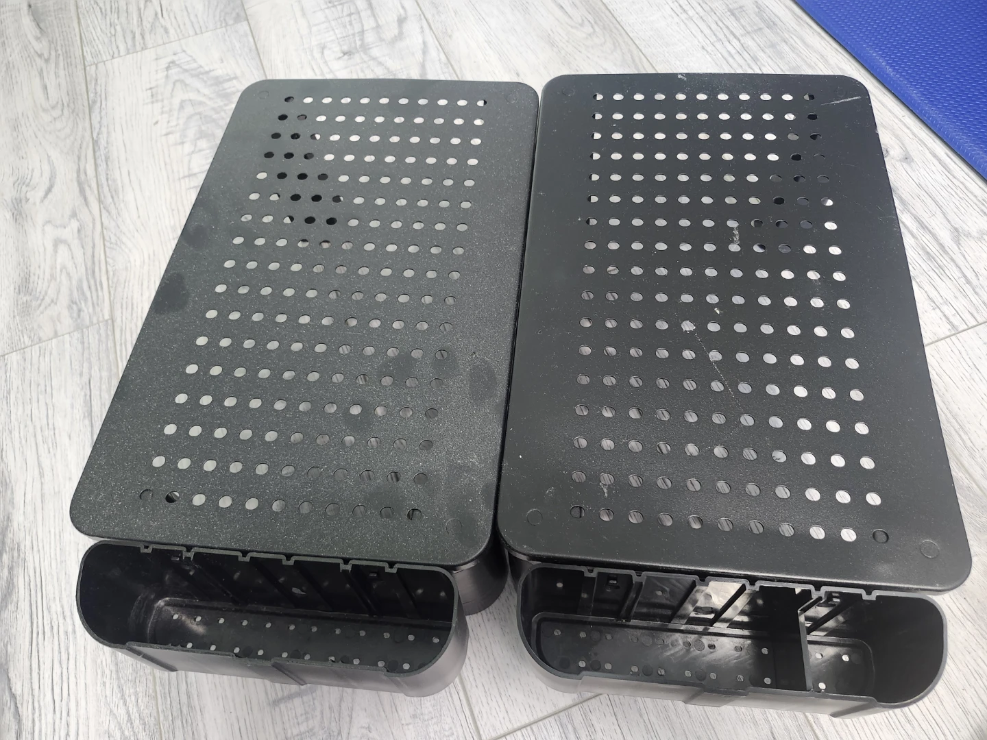 Set of 2 Black Monitor Stands with Organizers