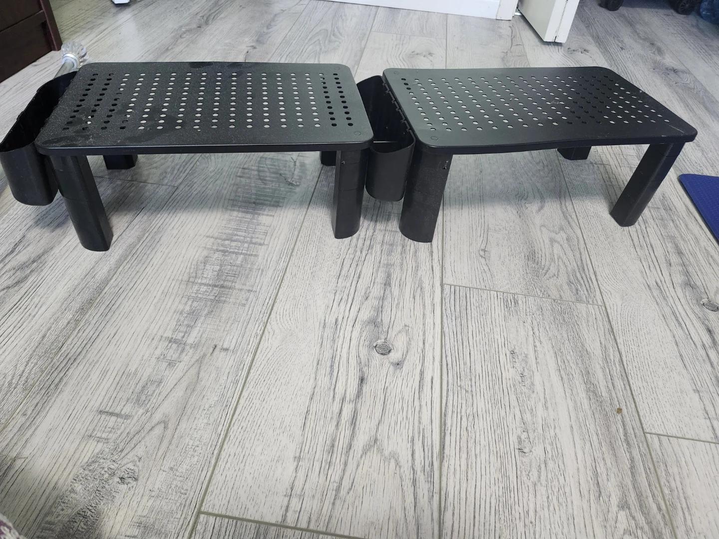 Set of 2 Black Monitor Stands with Organizers - photo 2