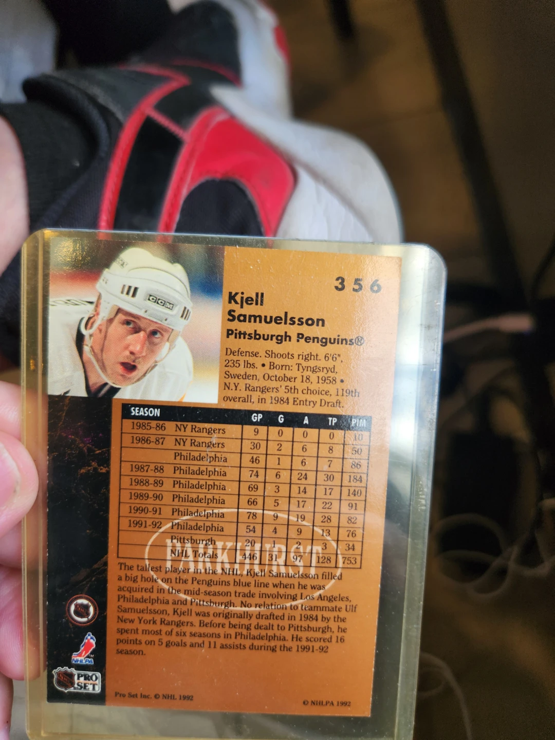 Kjell Samuelsson Pittsburgh Penguins Hockey Card - photo 2