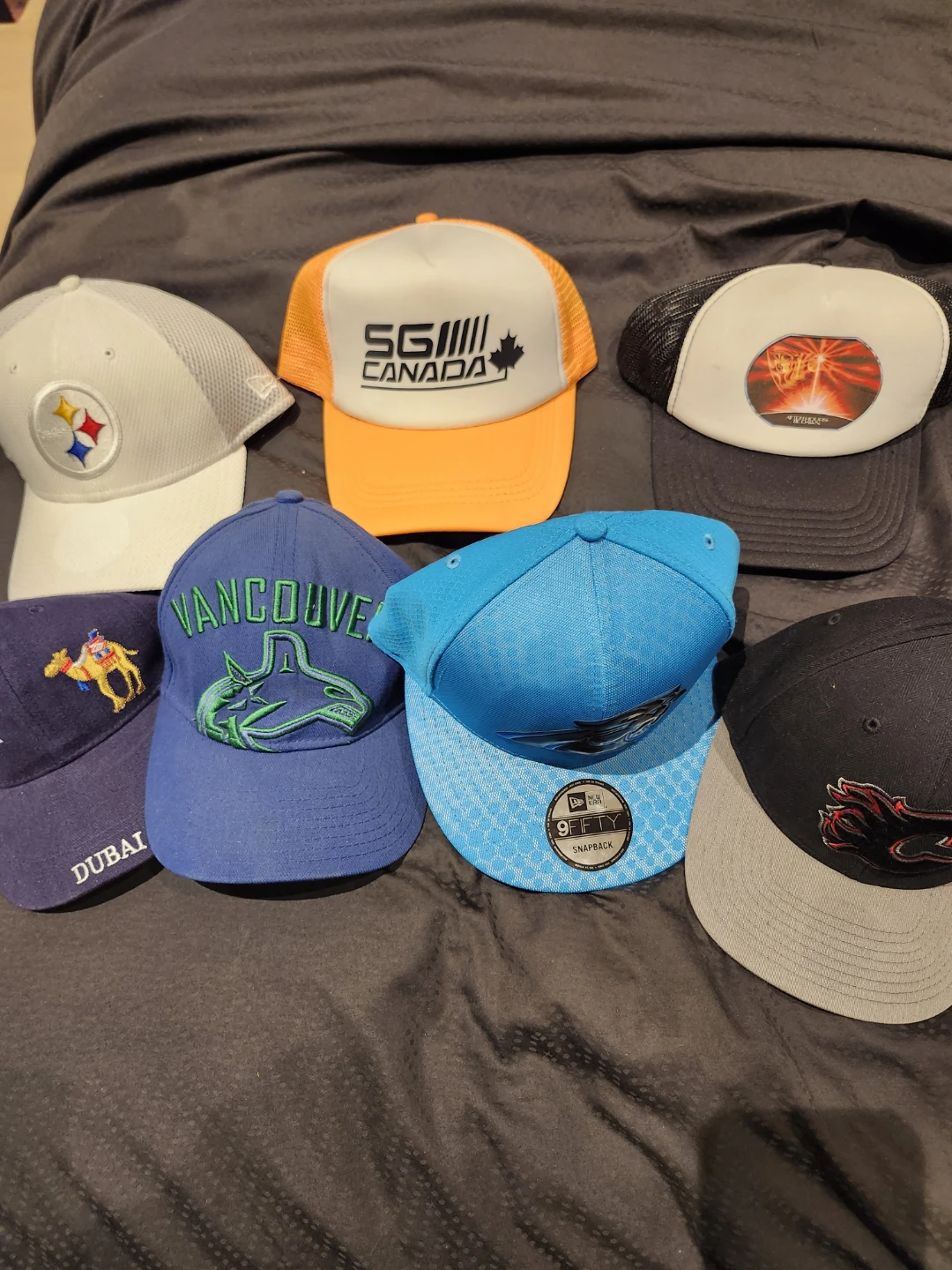 Collection of 7 Trucker & Snapback Hats - Various Brands