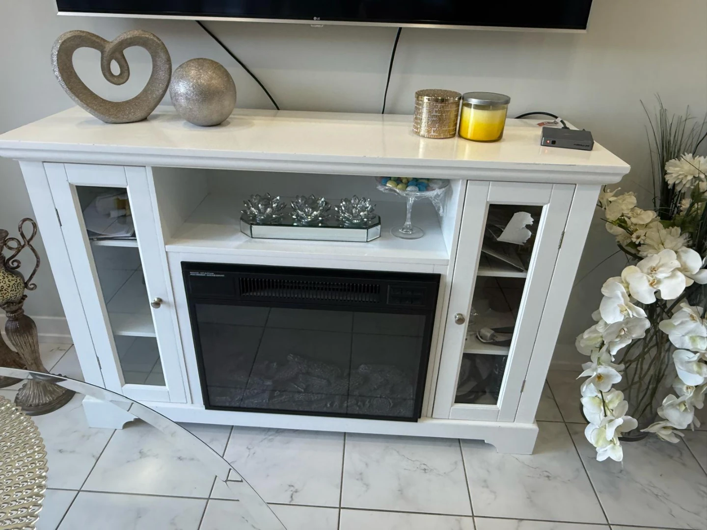 White Electric Fireplace TV Stand - photo 2