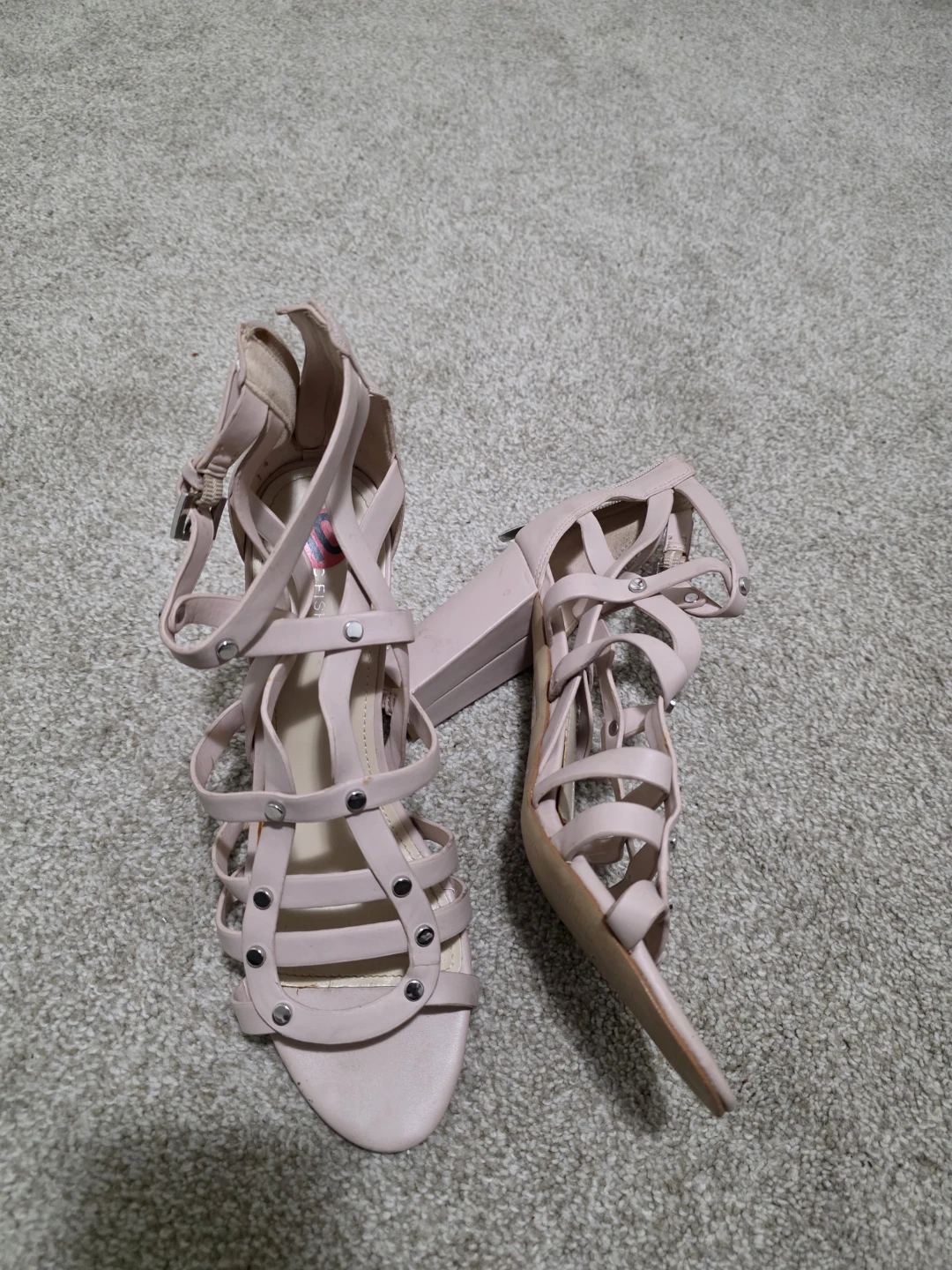 Pale Pink Strappy Heel Sandals