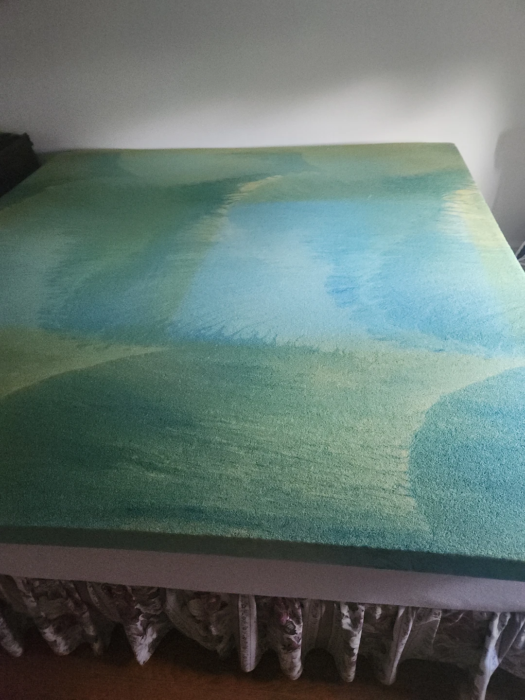 Green and Blue Swirl Foam Mattress Topper