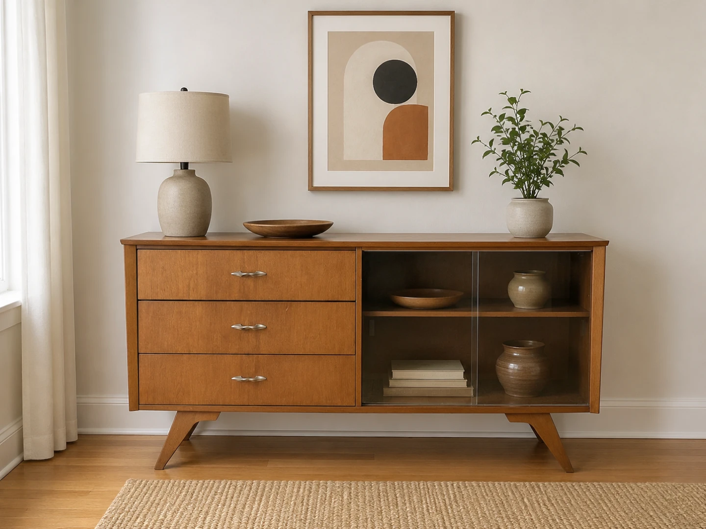 MCM Three Drawer Walnut Credenza (Delivery Available)