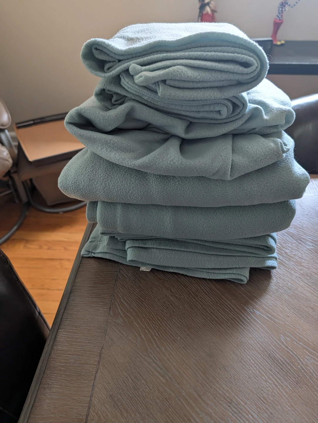 Soft blue/green flannel sheets, King size